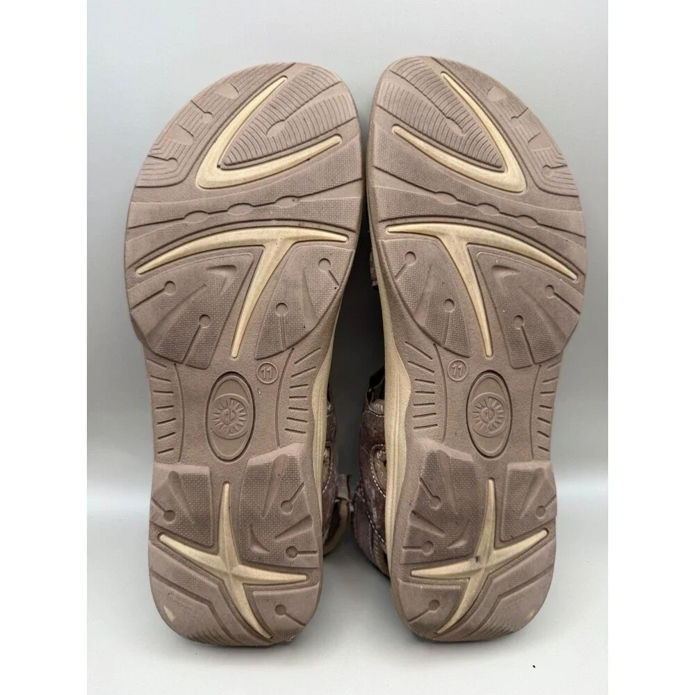 Earth Origins Tari Womens Brown Leather Adjustable Comfort Walking Sandals US 11